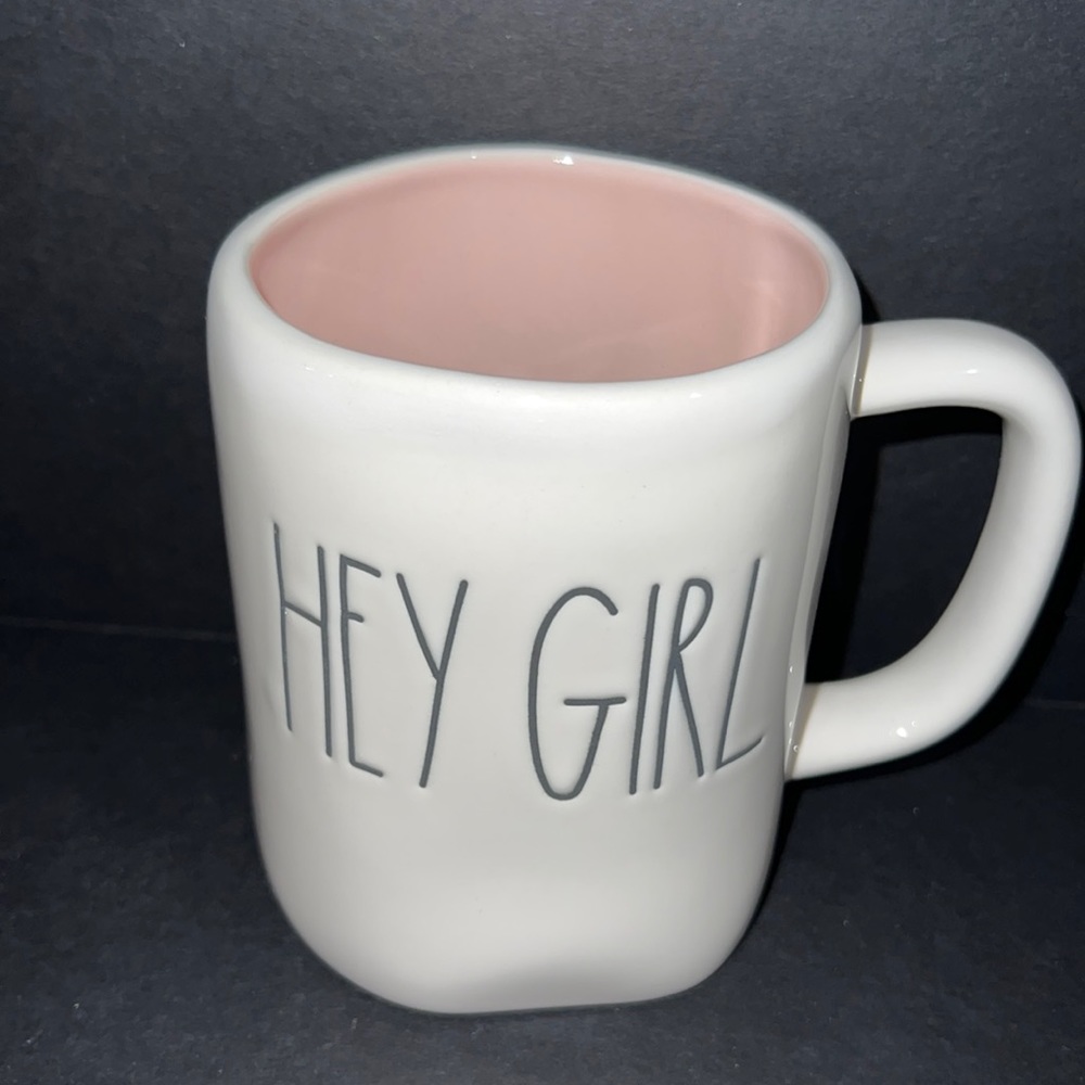Rae Dunn “HEY GIRL“ pink 16oz mug-EUC-SOLD OUT